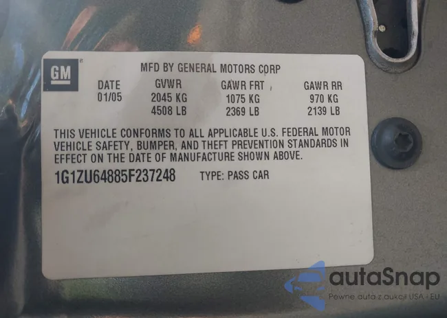 1G1ZU64885F237248: 43485245