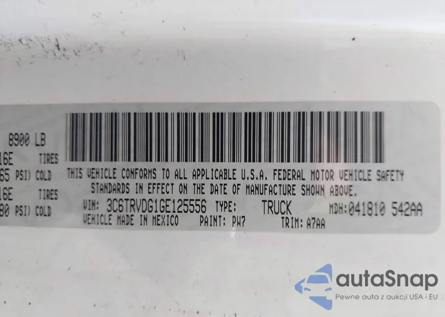 3C6TRVDG1GE125556: 43485256