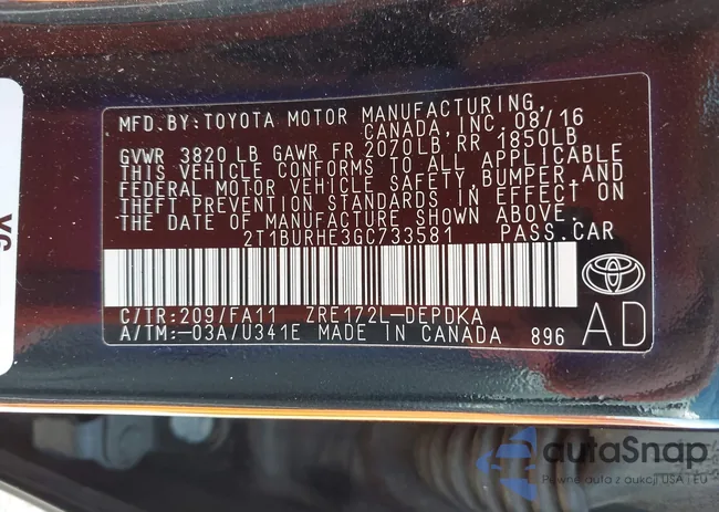 2T1BURHE3GC733581: 43485308