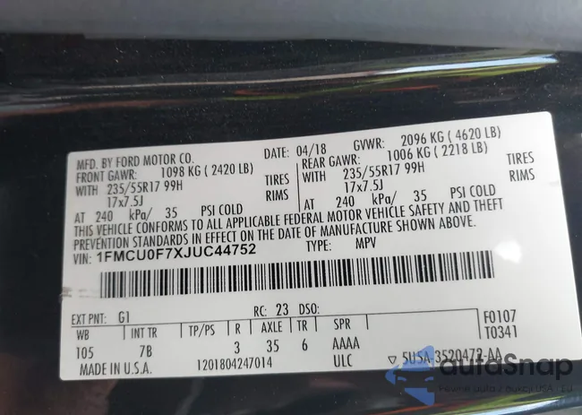 1FMCU0F7XJUC44752: 43485381