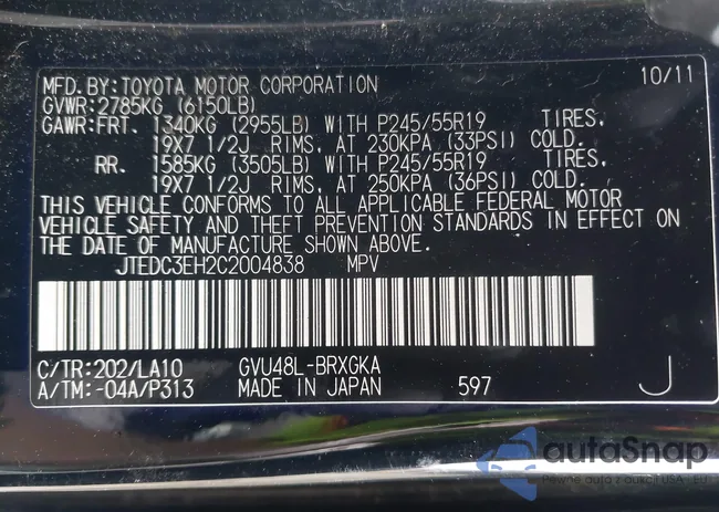 JTEDC3EH2C2004838: 43485405