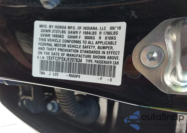 19XFC2F5XJE207634: 43485406