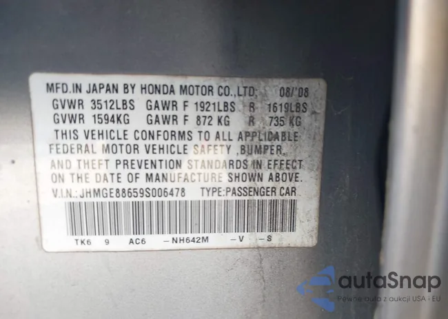 JHMGE88659S006478: 43485448