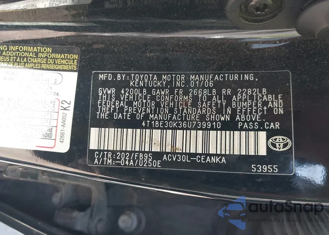 4T1BE30K36U739910: 43486471