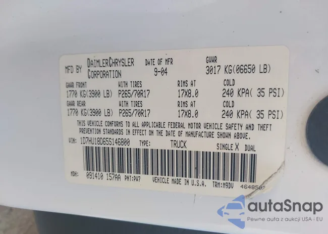 1D7HU18D65S146800: 43486598