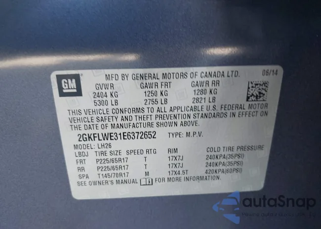 2GKFLWE31E6372652: 43486630