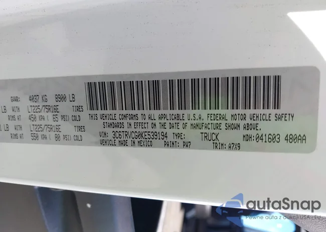 3C6TRVCG0KE539194: 43486694