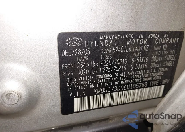 KM8SC73D96U105768: 43486826