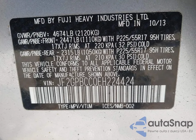 JF2GPBCC0EH224424: 43486841