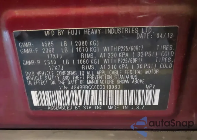 4S4BRBCC0D3310083: 43487000