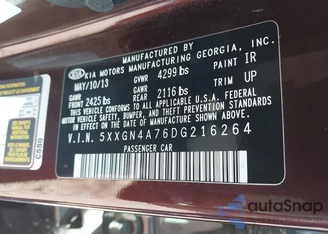 5XXGN4A76DG216264: 43487012