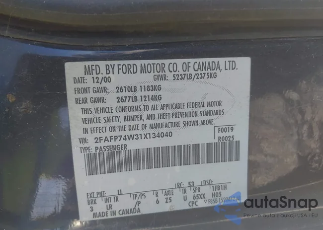 2FAFP74W31X134040: 43487054