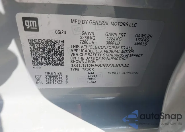 1GCUDEE82RZ340244: 43486148