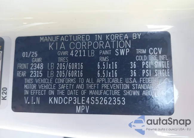 KNDCP3LE4S5262353: 43486216