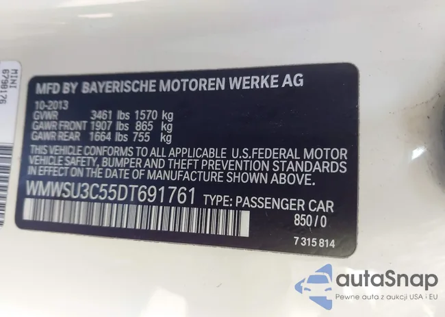 WMWSU3C55DT691761: 43486226