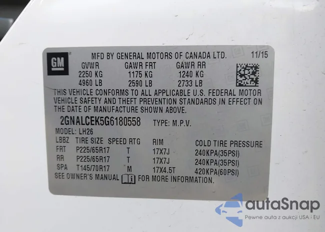 2GNALCEK5G6180558: 43486262