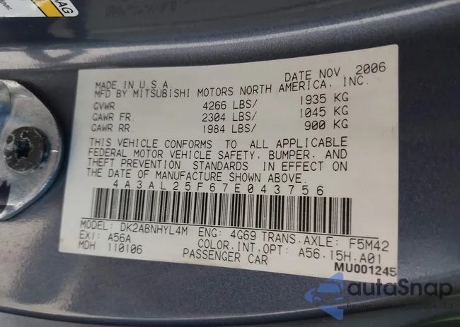 4A3AL25F67E043756: 43486311