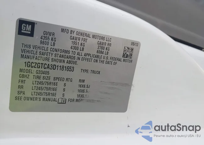 1GCZGTCA3D1181653: 43486355