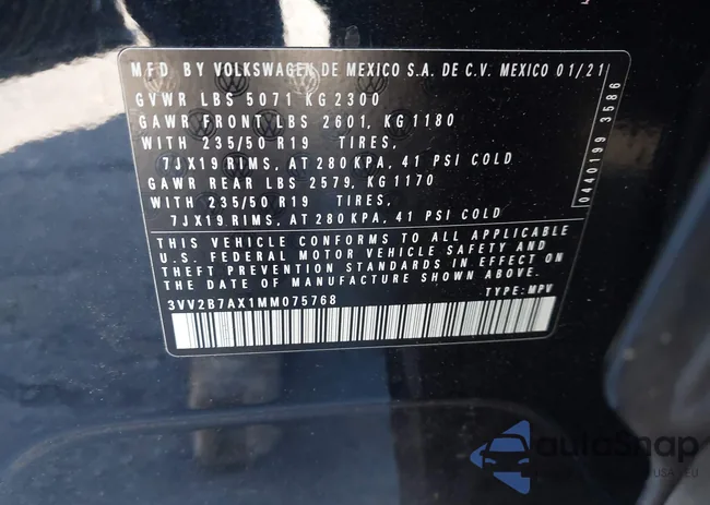 3VV2B7AX1MM075768: 43486395