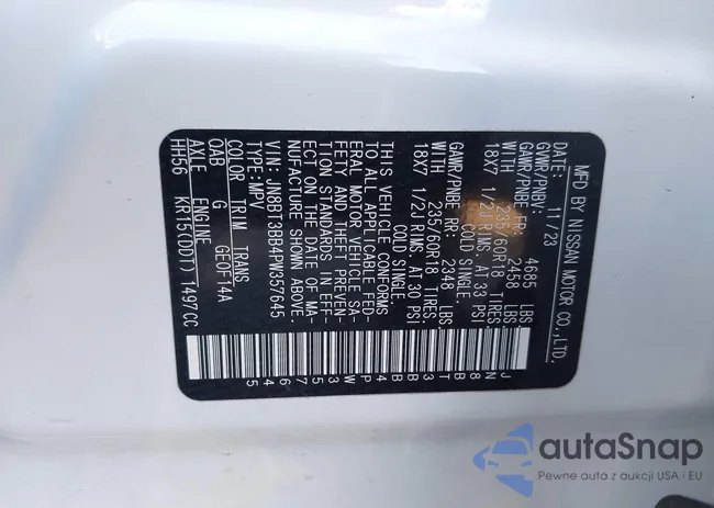 JN8BT3BB4PW357645: 43486424