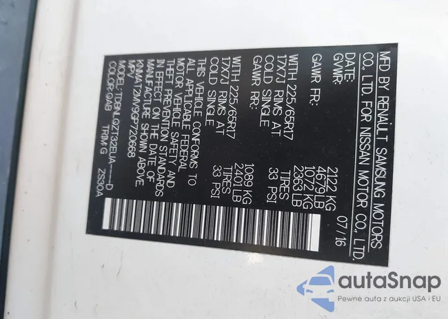 KNMAT2MV9GP720668: 43486427