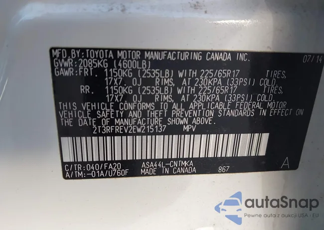 2T3RFREV2EW215137: 43487538