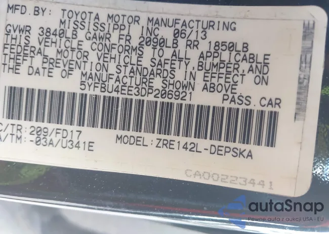 5YFBU4EE3DP206921: 43487662