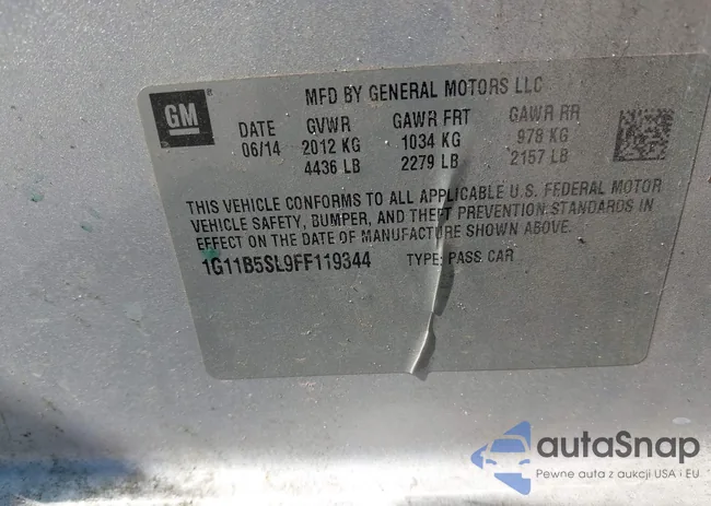 1G11B5SL9FF119344: 43487678