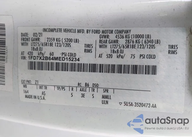 1FD7X2B64MED15234: 43487703