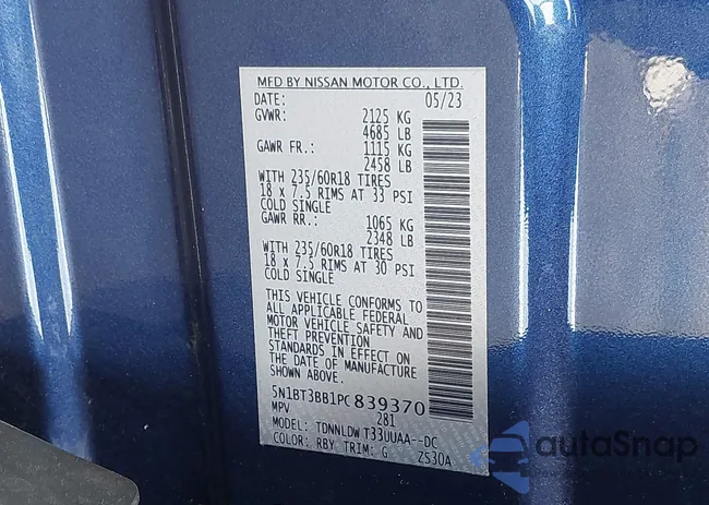 5N1BT3BB1PC839370: 43487845