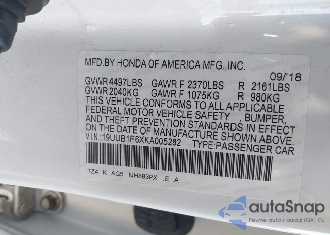 19UUB1F6XKA005282: 43487848