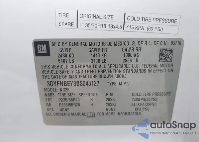 3GYFNBEY3BS543127: 43487852