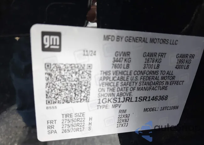 1GKS1JRL1SR146368: 43487853