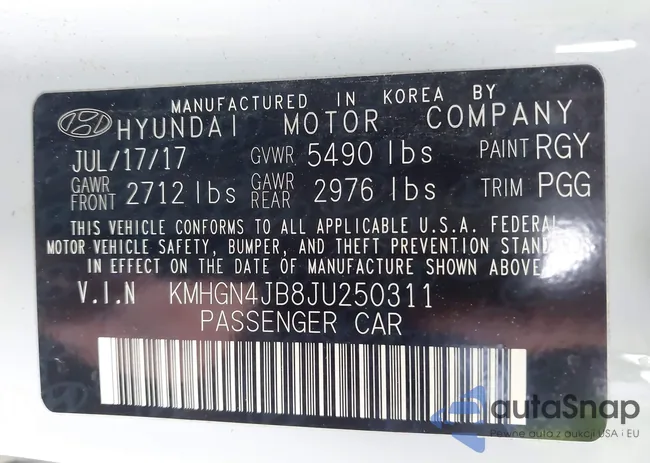 KMHGN4JB8JU250311: 43487916