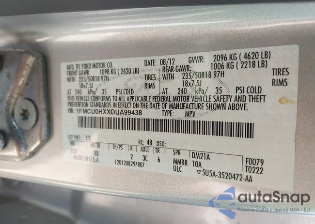 1FMCU0HXXDUA99438: 43487945