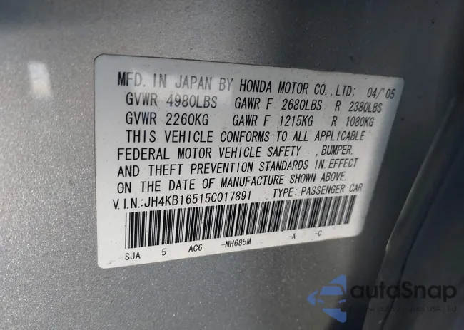 JH4KB16515C017891: 43488037