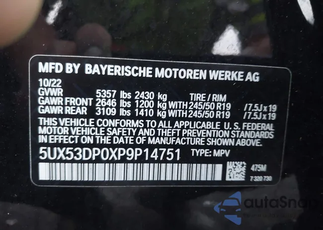 5UX53DP0XP9P14751: 43487058