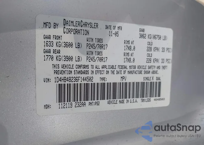 1D4HB48236F144502: 43487073