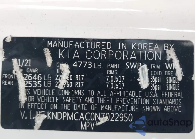 KNDPMCAC0N7022950: 43487120