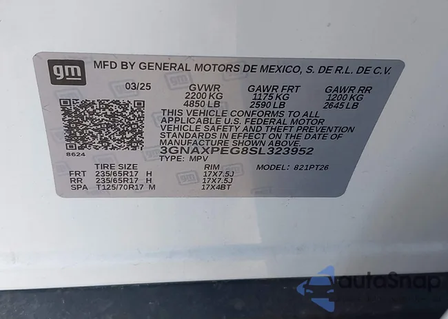 3GNAXPEG8SL323952: 43488517