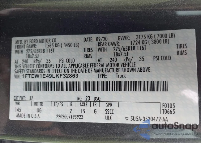 1FTEW1E49LKF32863: 43488538