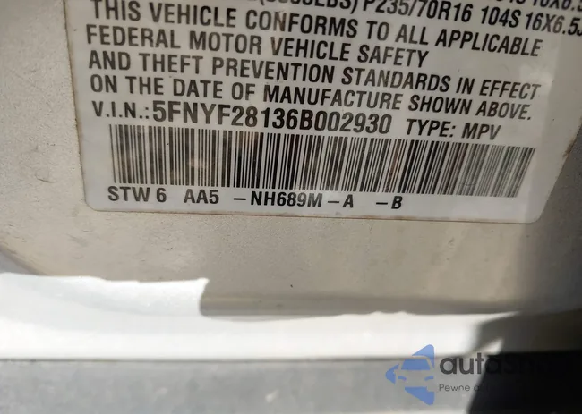 5FNYF28136B002930: 43488539