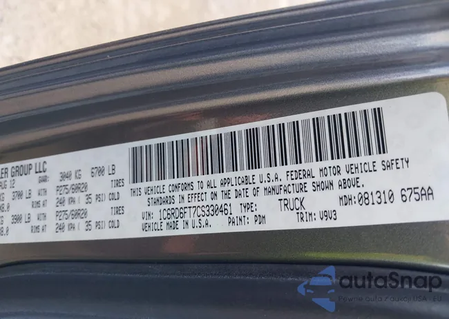 1C6RD6FT7CS330461: 43488622