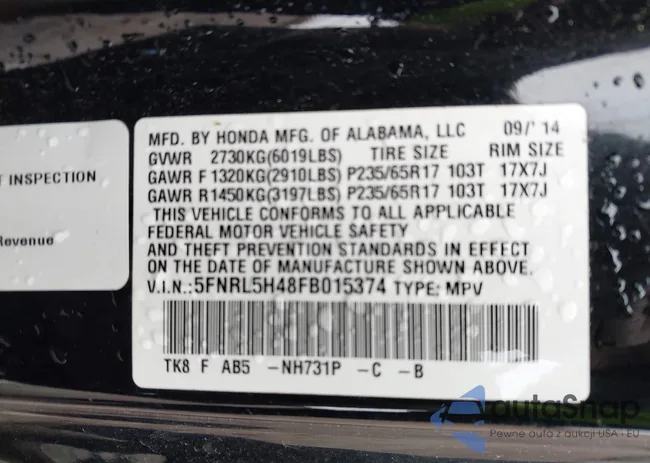 5FNRL5H48FB015374: 43488636