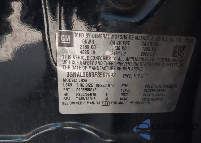 3GNAL3EK3FS507992: 43488997