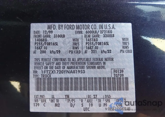 1FTZX1720YNA81953: 43488074