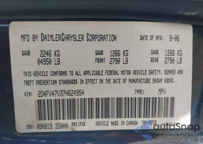 2D4FV47V37H624954: 43488102