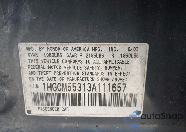 1HGCM55313A111657: 43488374