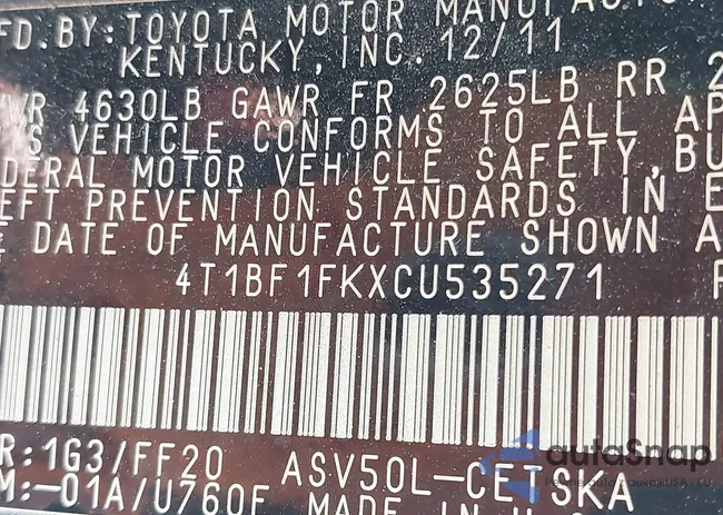 4T1BF1FKXCU535271: 43489531