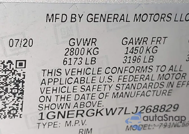 1GNERGKW7LJ268829: 43489549